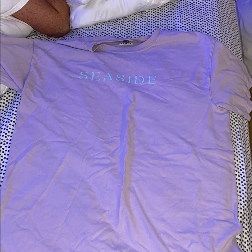 purple and blue seaside shirt